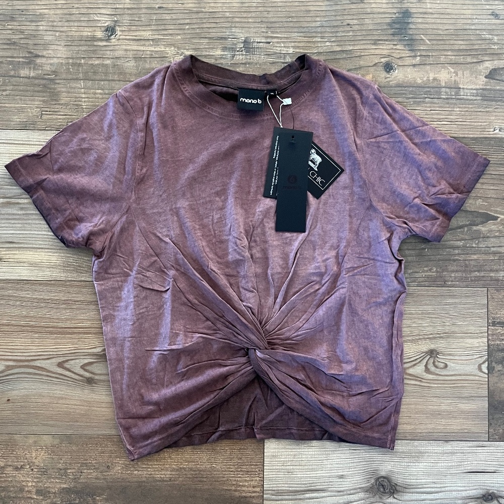 Oil-Washed Twist Front Cropped Tee